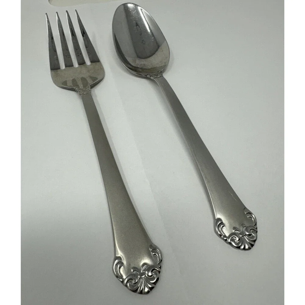 2pc Serving Pierced Fork & Serving Spoon Oneida PRINCETON 18/10 Stainless LOT 2